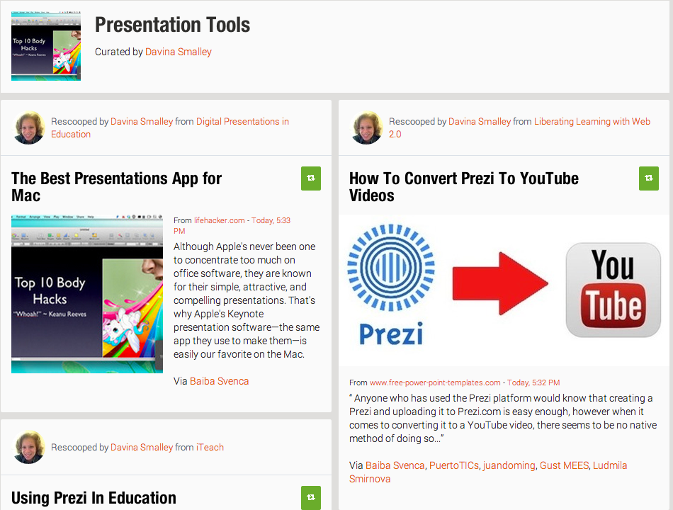 Presentation Tools article via Scoop It curation tool